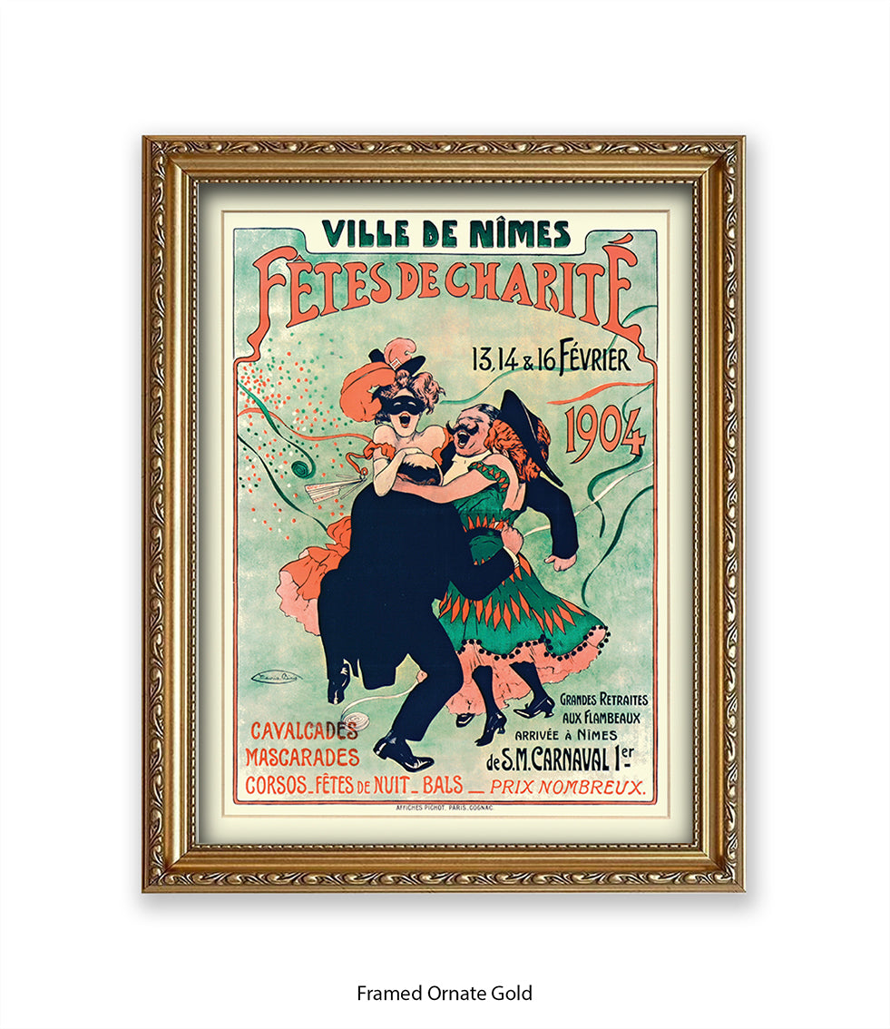 Fetes De Charite - 2 Couples Dancing - Mask - Cheret Art Print