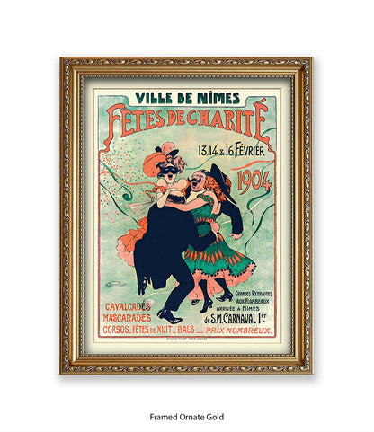 Fetes De Charite - 2 Couples Dancing - Mask - Cheret Art Print