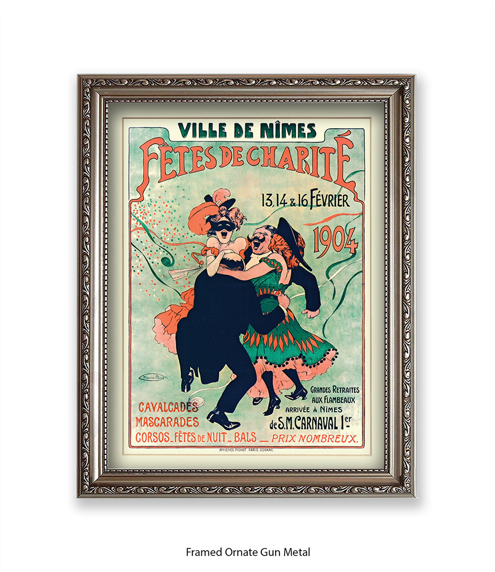 Fetes De Charite - 2 Couples Dancing - Mask - Cheret Art Print