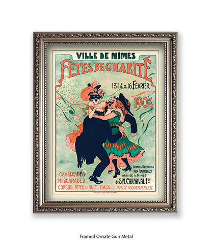 Fetes De Charite - 2 Couples Dancing - Mask - Cheret Art Print