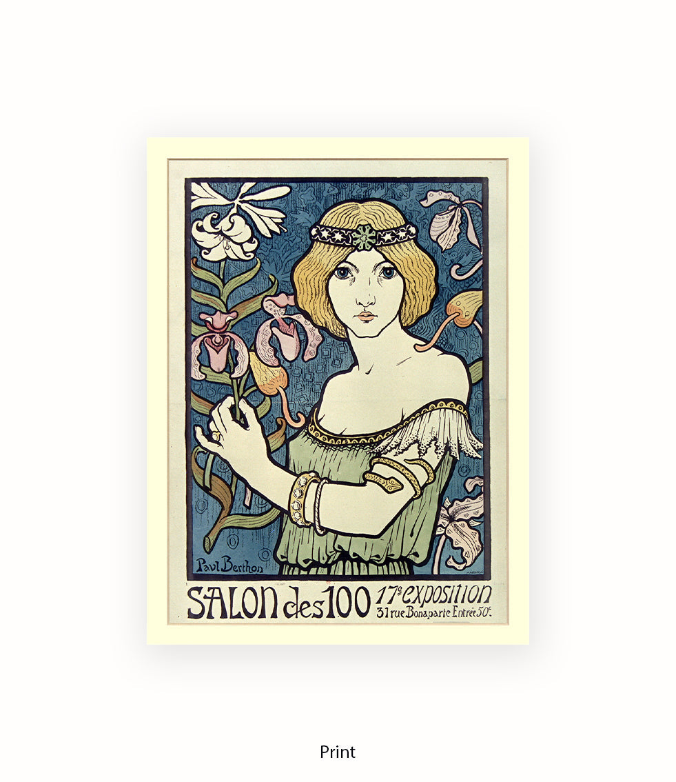 L'ermitage - Girl Red Hair White Flowers - Paul Berthon Art Print