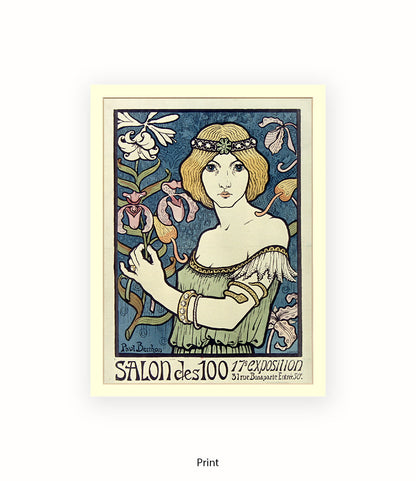 L'ermitage - Girl Red Hair White Flowers - Paul Berthon Art Print