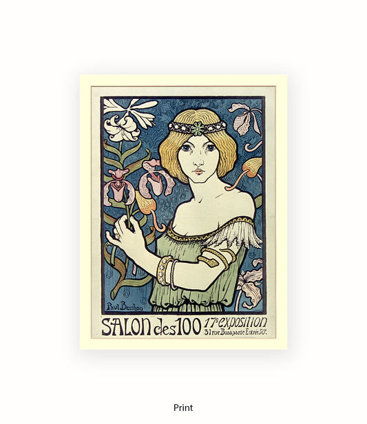 L'ermitage - Girl Red Hair White Flowers - Paul Berthon Art Print