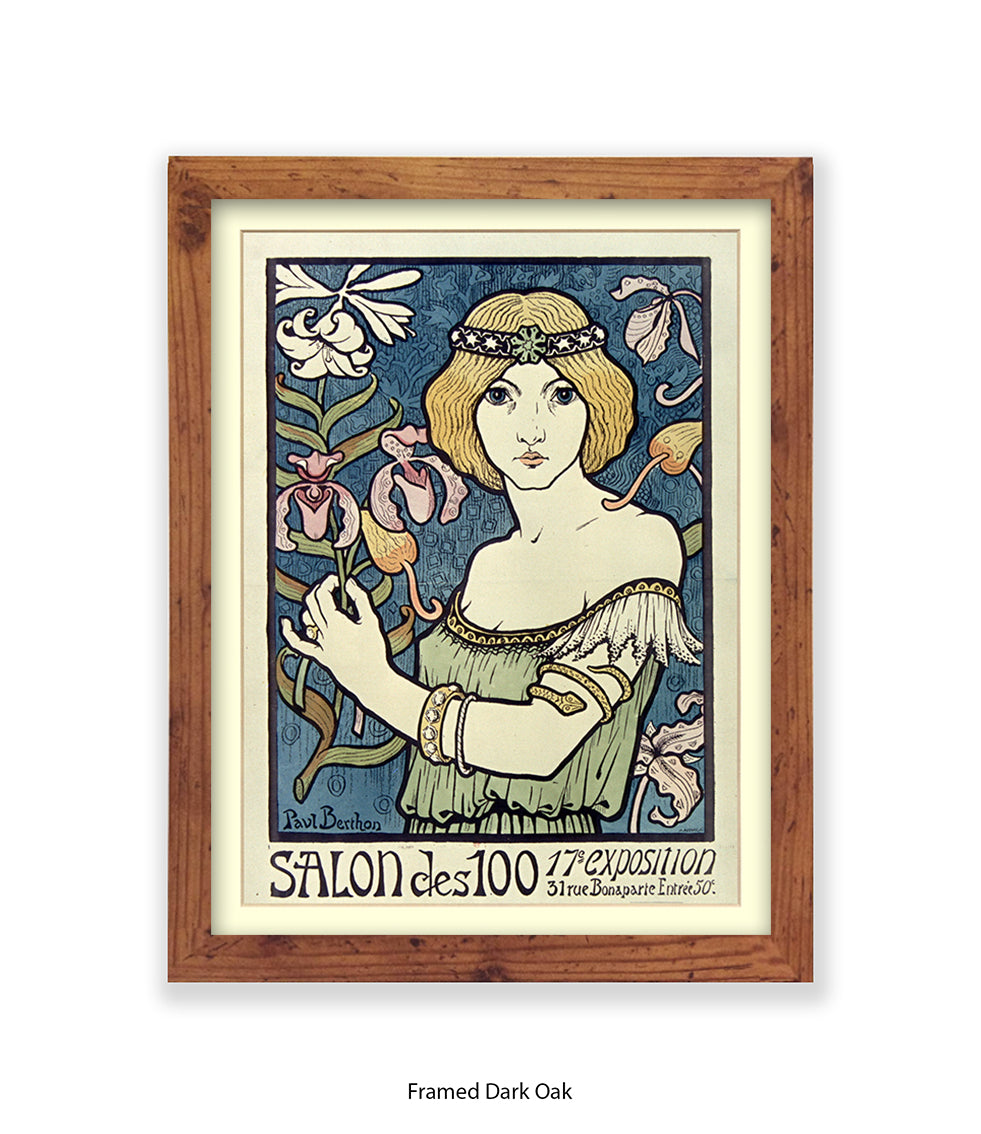 L'ermitage - Girl Red Hair White Flowers - Paul Berthon Art Print