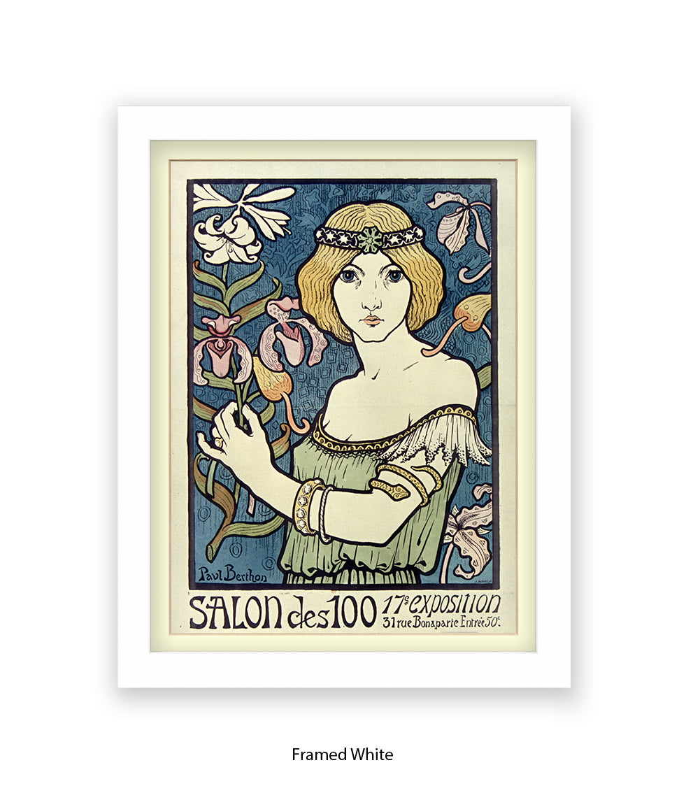 L'ermitage - Girl Red Hair White Flowers - Paul Berthon Art Print