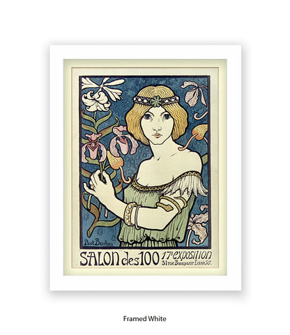 L'ermitage - Girl Red Hair White Flowers - Paul Berthon Art Print