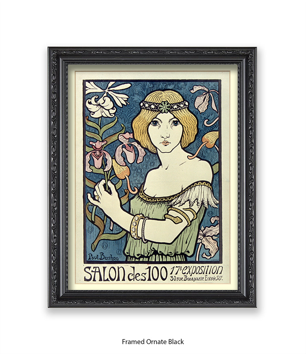 L'ermitage - Girl Red Hair White Flowers - Paul Berthon Art Print