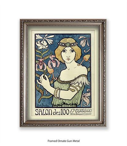 L'ermitage - Girl Red Hair White Flowers - Paul Berthon Art Print