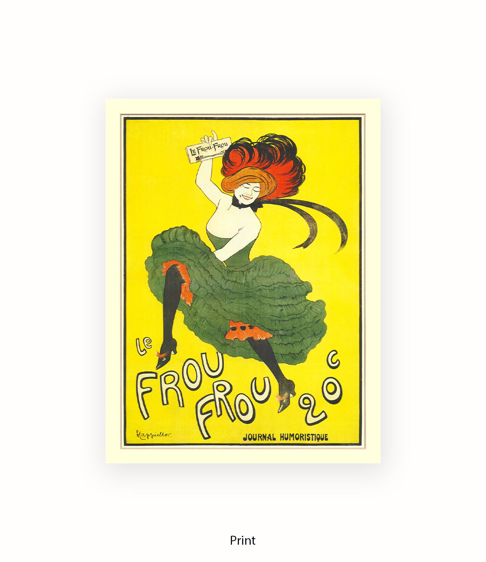 Le Frou Frou - 20 c - Yellow Background - Cappiello Art Print