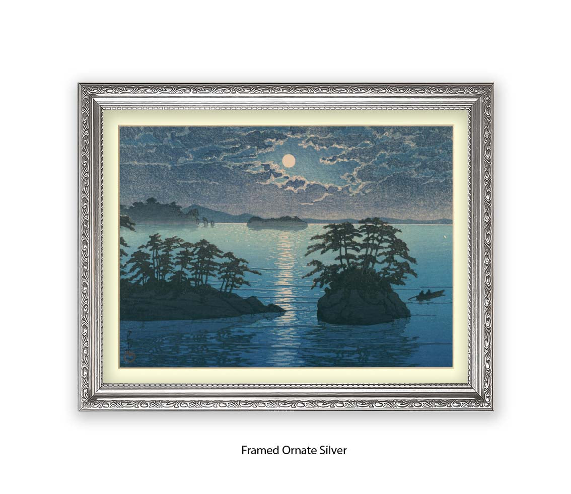 Moonlight Ocean 2 Islands - Hasui Kawase - Japanese Art