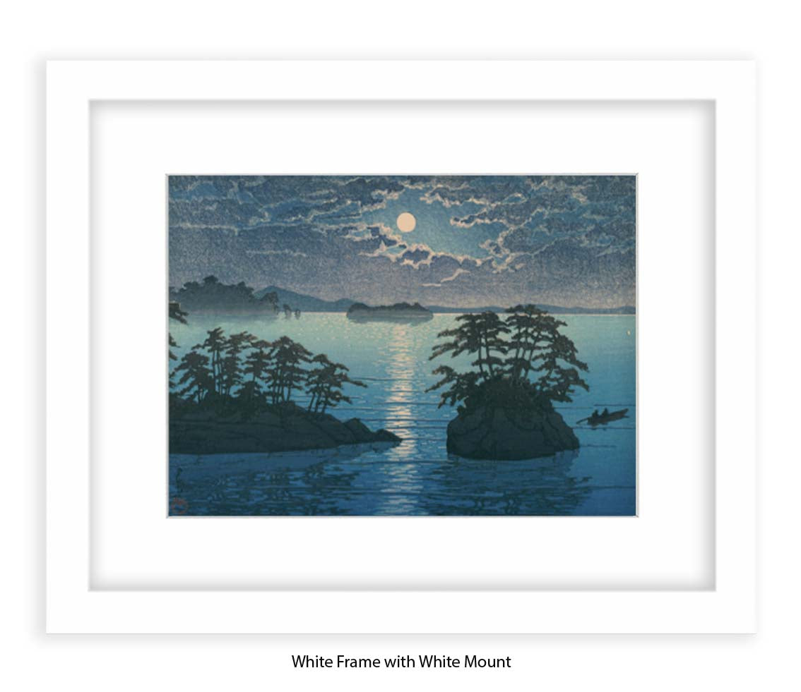 Moonlight Ocean 2 Islands - Hasui Kawase - Japanese Art