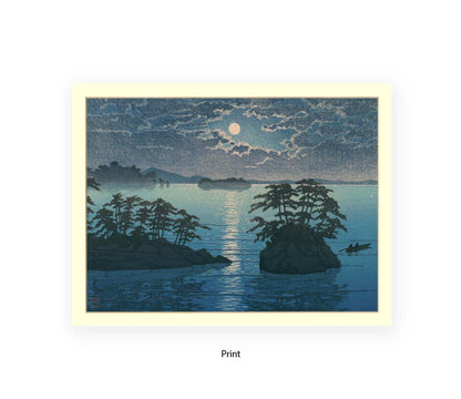 Moonlight Ocean 2 Islands - Hasui Kawase - Japanese Art