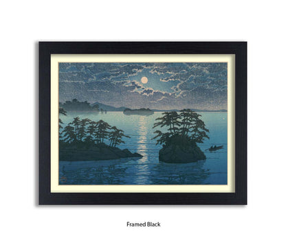 Moonlight Ocean 2 Islands - Hasui Kawase - Japanese Art
