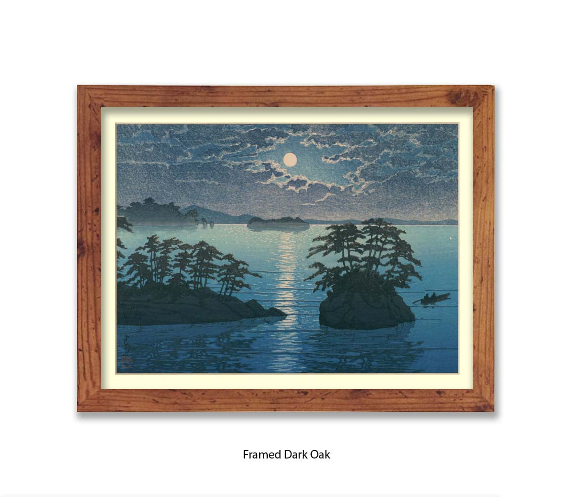 Moonlight Ocean 2 Islands - Hasui Kawase - Japanese Art