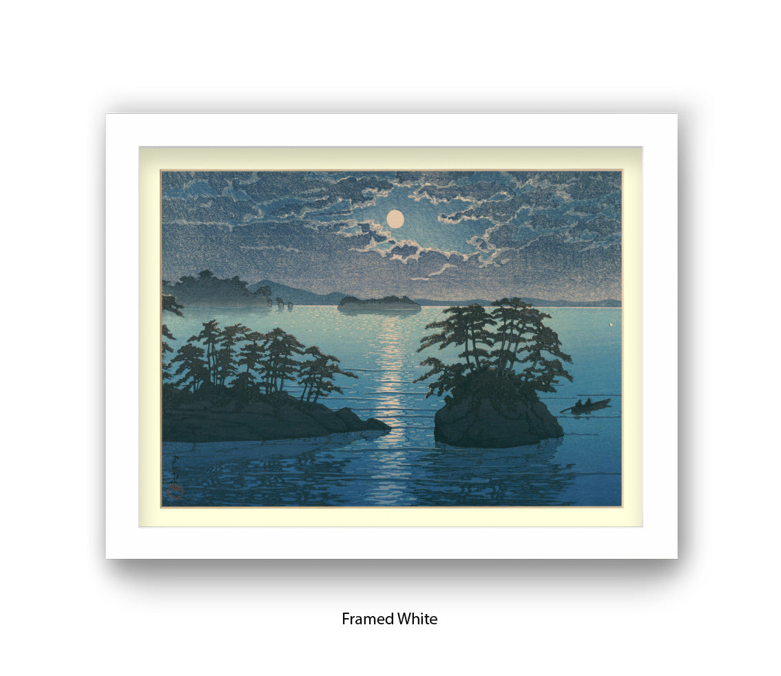Moonlight Ocean 2 Islands - Hasui Kawase - Japanese Art