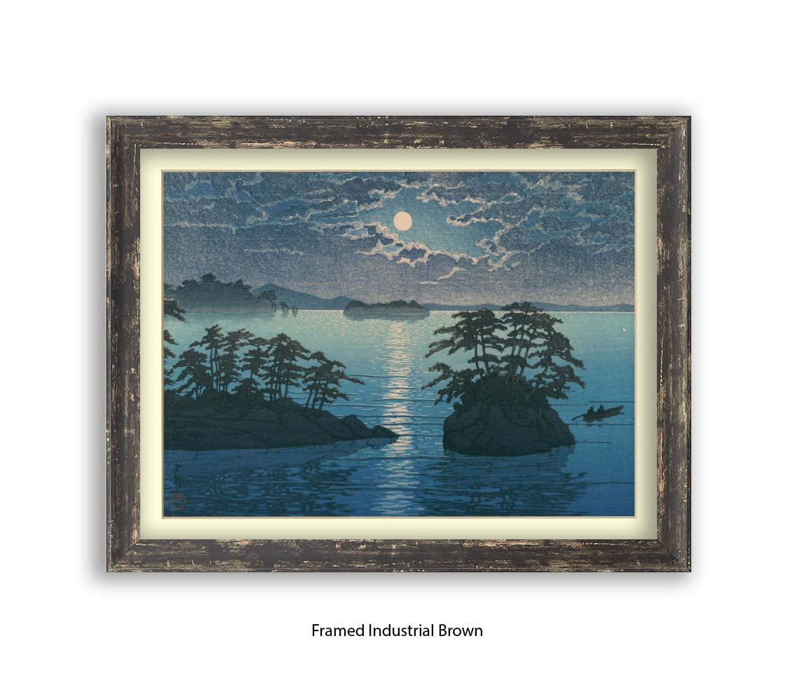 Moonlight Ocean 2 Islands - Hasui Kawase - Japanese Art