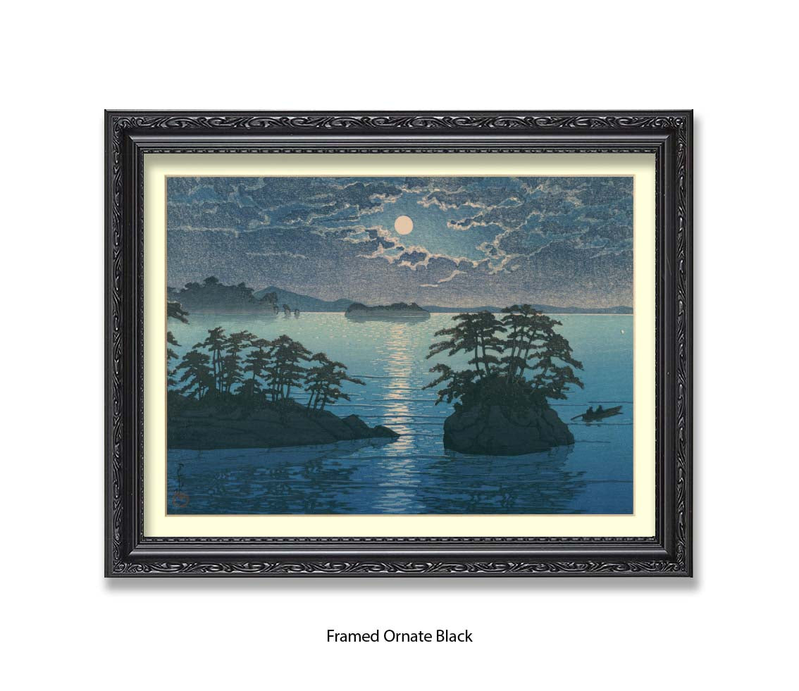Moonlight Ocean 2 Islands - Hasui Kawase - Japanese Art