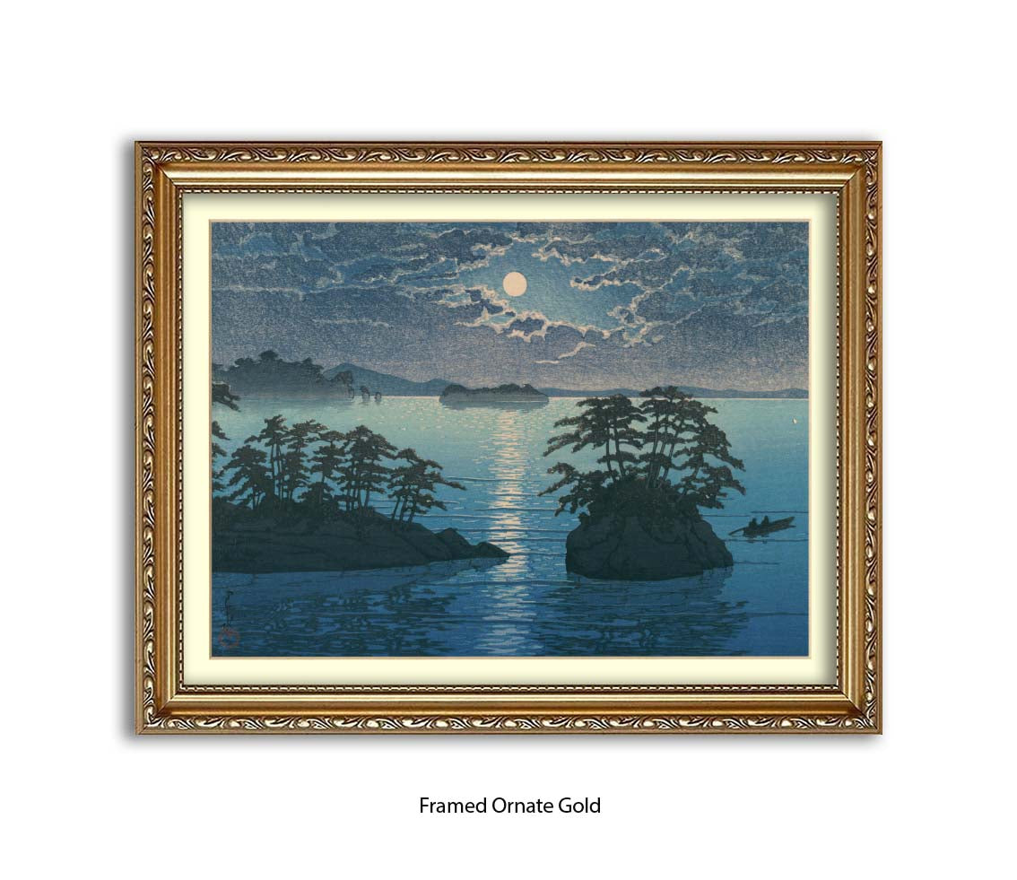 Moonlight Ocean 2 Islands - Hasui Kawase - Japanese Art