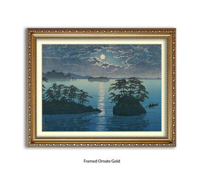 Moonlight Ocean 2 Islands - Hasui Kawase - Japanese Art