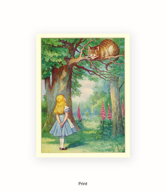 Alice In Wonderland Cat In Tree Art Print