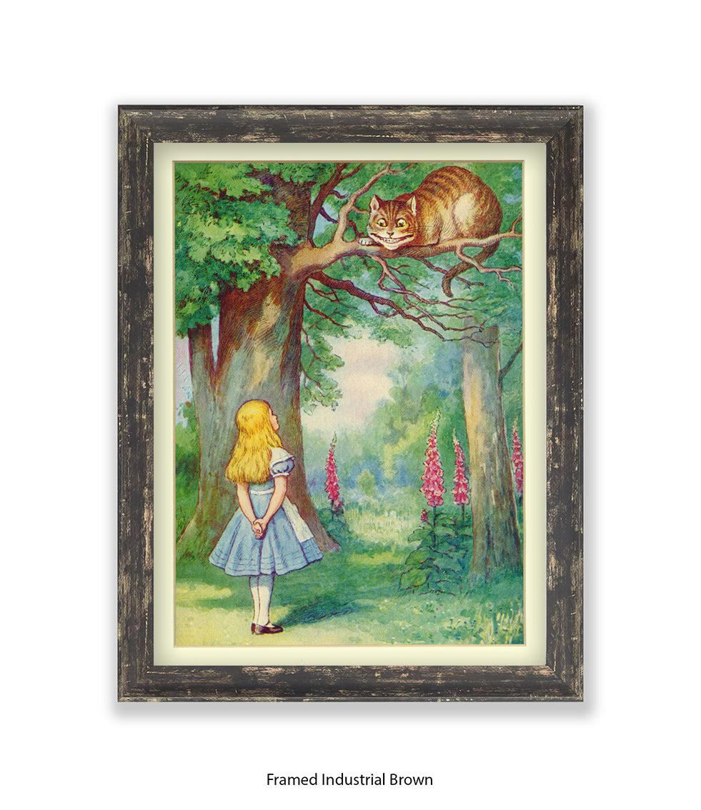 Alice In Wonderland Cat In Tree Art Print
