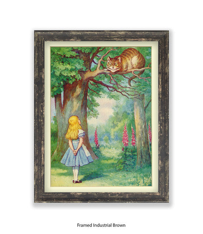 Alice In Wonderland Cat In Tree Art Print
