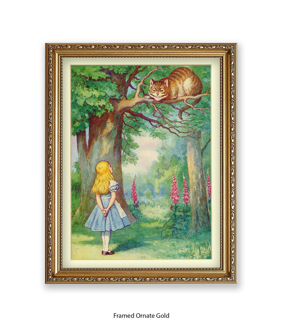 Alice In Wonderland Cat In Tree Art Print