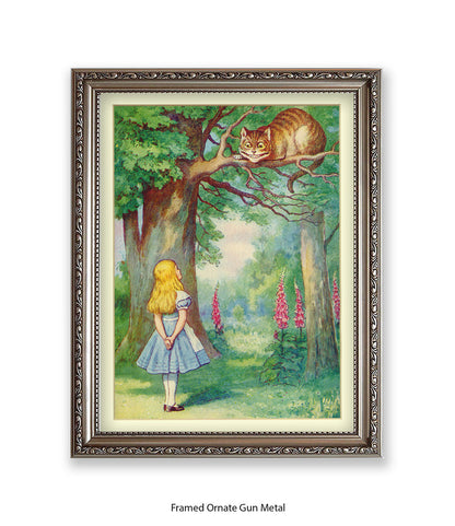 Alice In Wonderland Cat In Tree Art Print