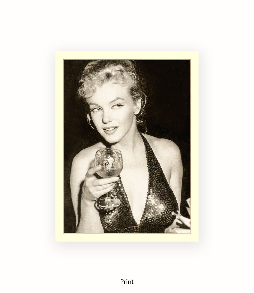 Marilyn Monroe - Glamour -  Holding Glass - Art Print
