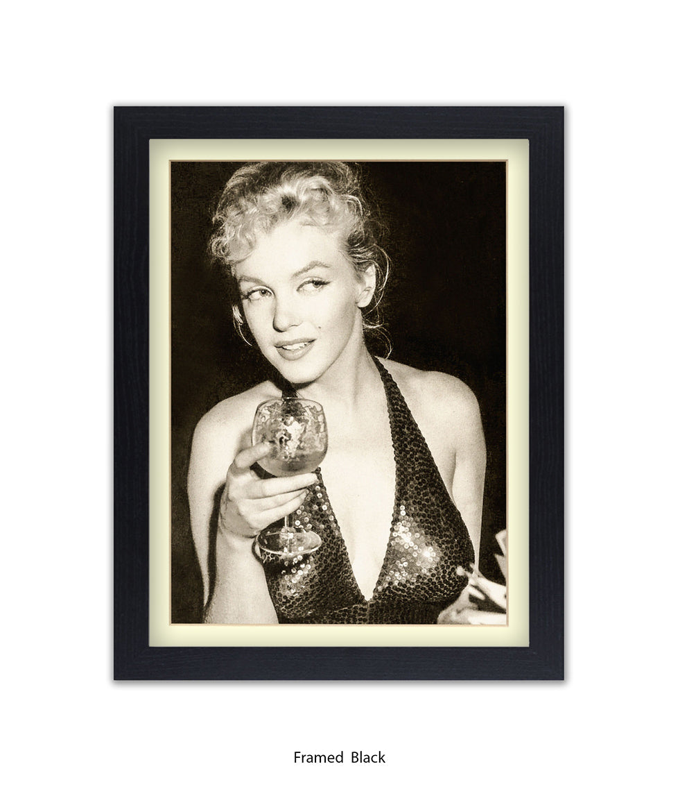 Marilyn Monroe - Glamour -  Holding Glass - Art Print