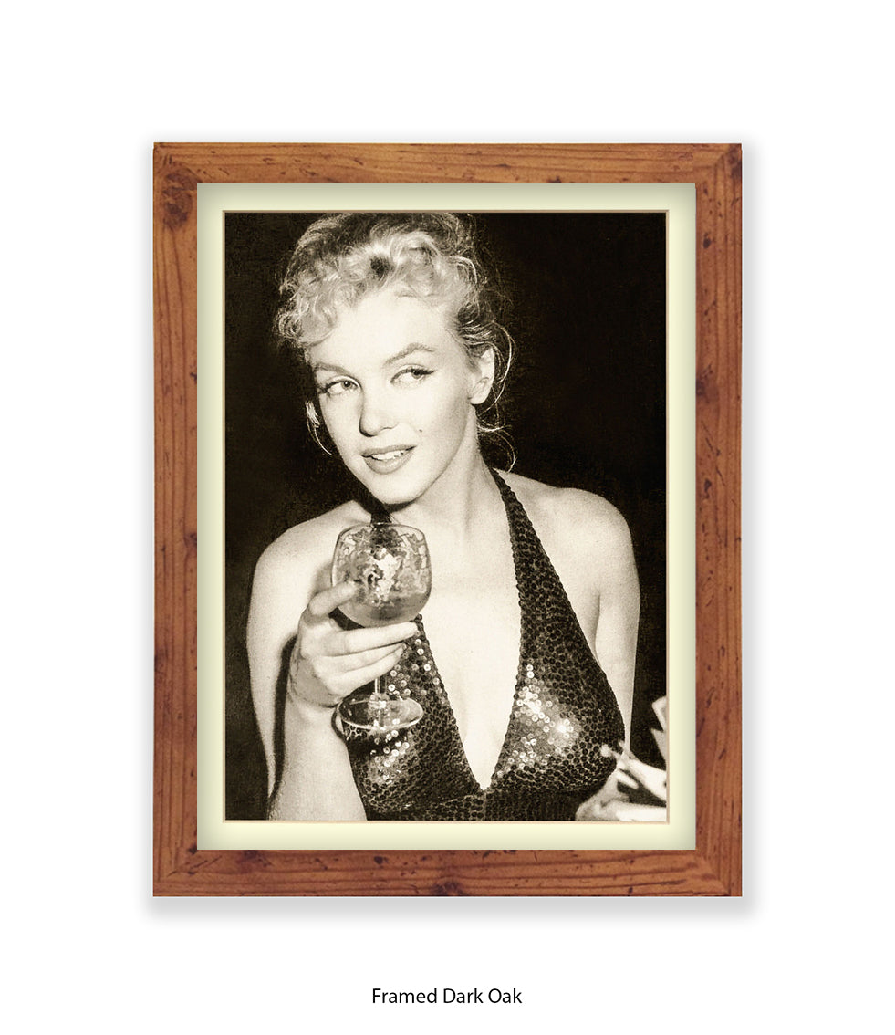 Marilyn Monroe - Glamour -  Holding Glass - Art Print