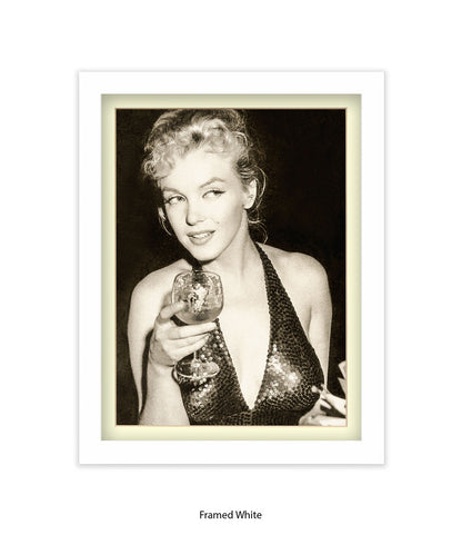 Marilyn Monroe - Glamour -  Holding Glass - Art Print