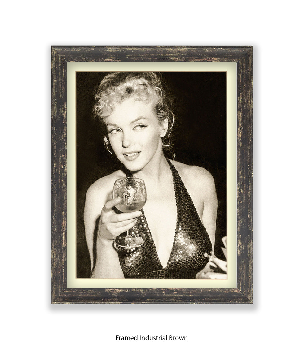 Marilyn Monroe - Glamour -  Holding Glass - Art Print