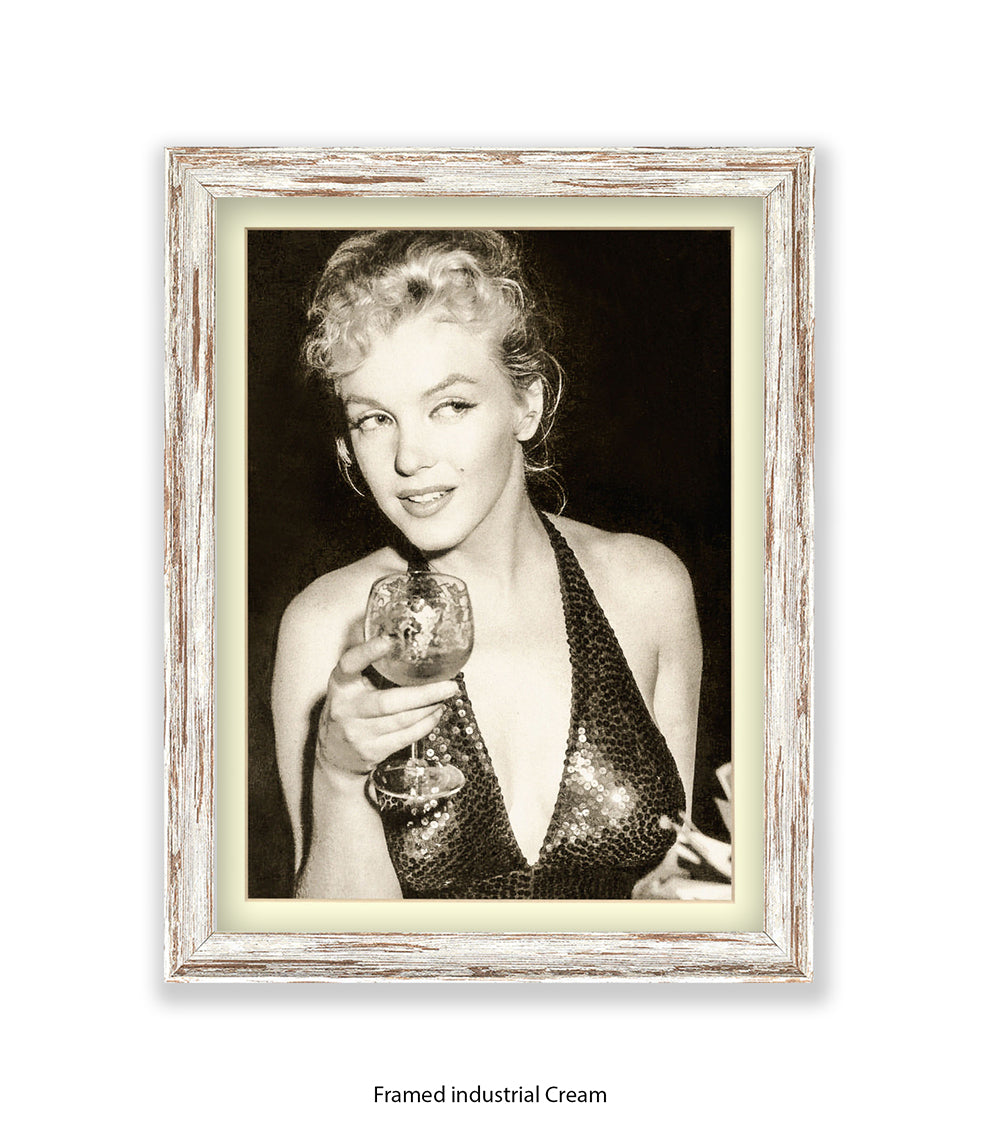 Marilyn Monroe - Glamour -  Holding Glass - Art Print