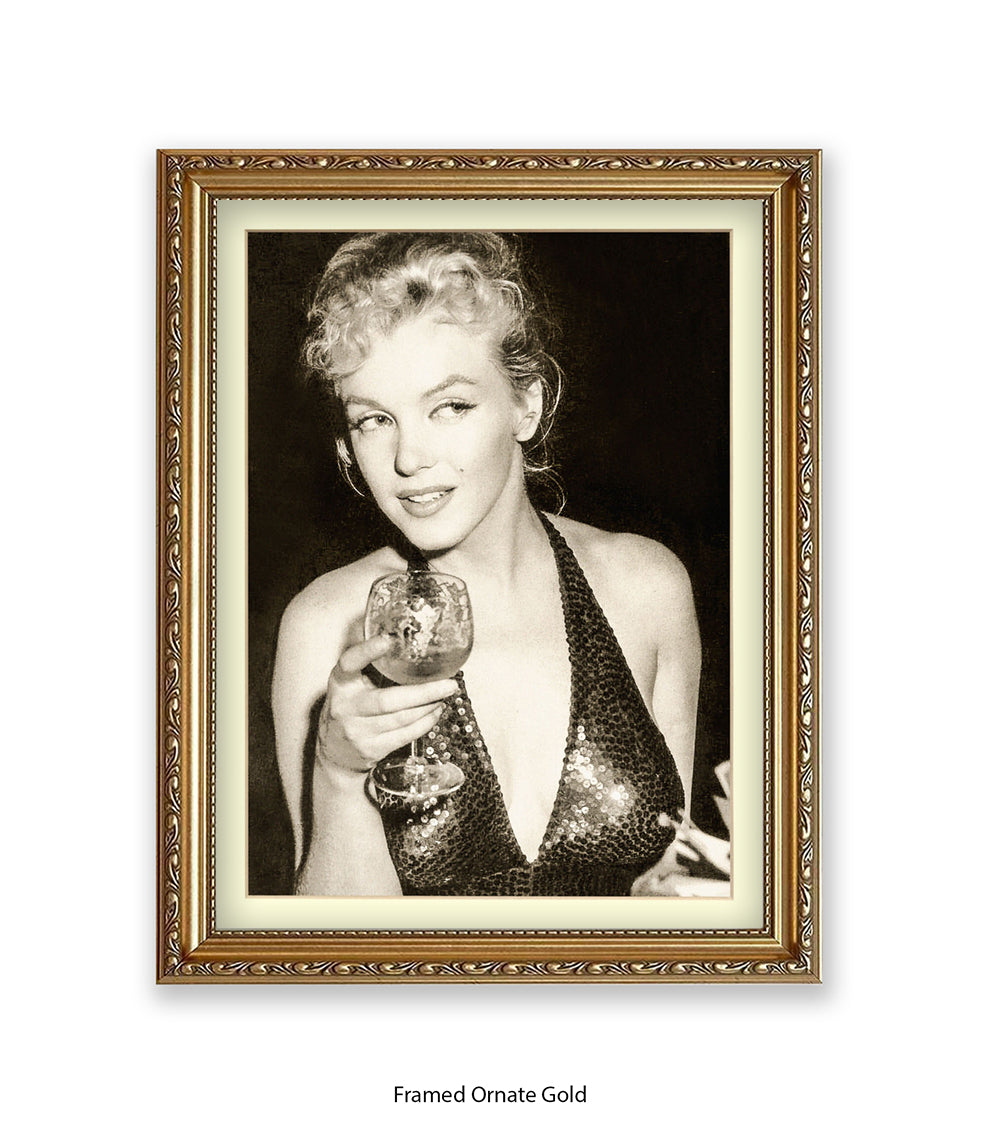 Marilyn Monroe - Glamour -  Holding Glass - Art Print