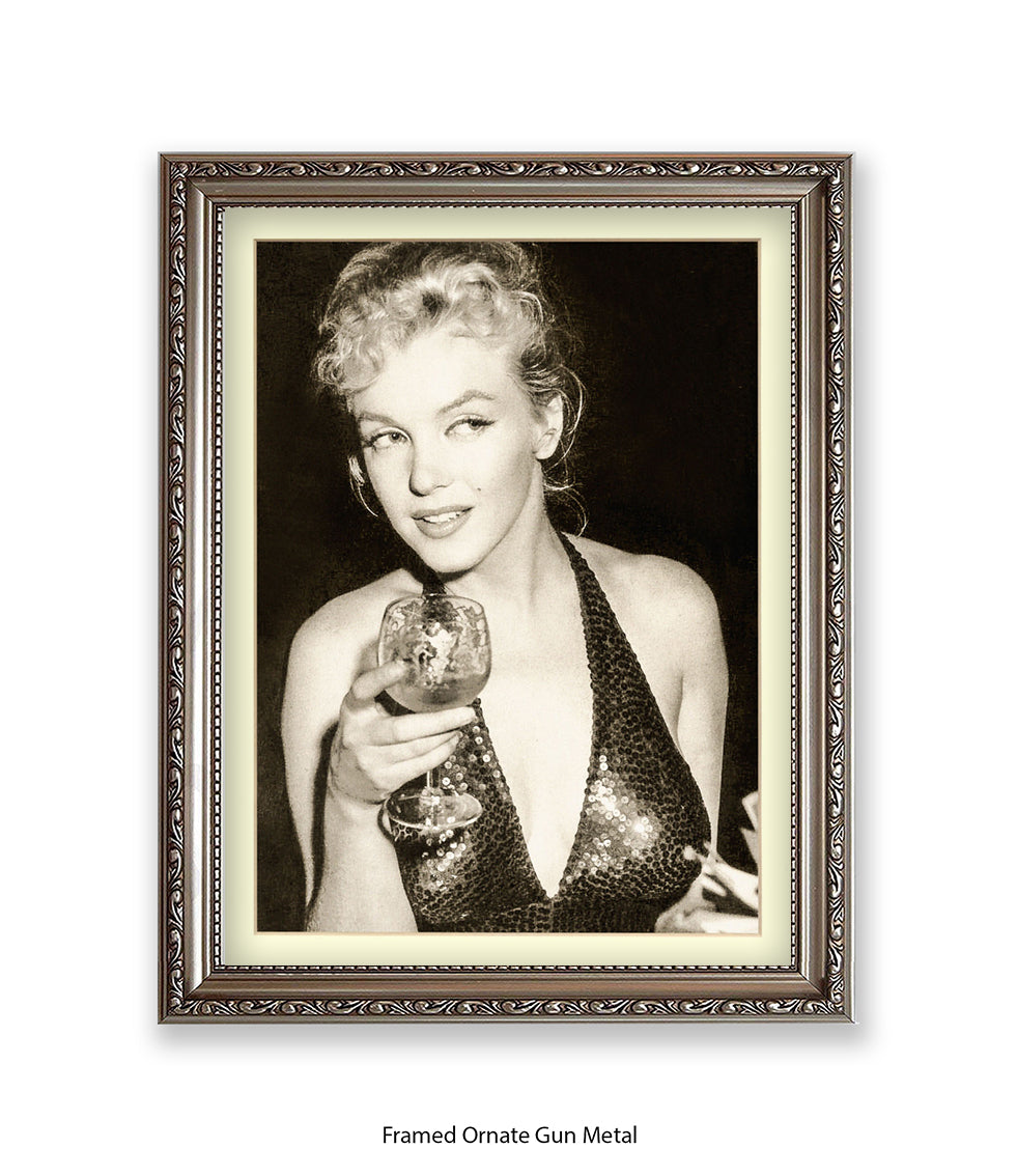 Marilyn Monroe - Glamour -  Holding Glass - Art Print