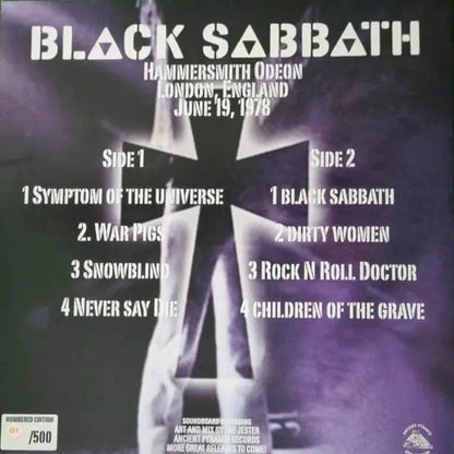 Black Sabbath - Hammersmith Odeon - London 1978 - Coloured Red Vinyl Album