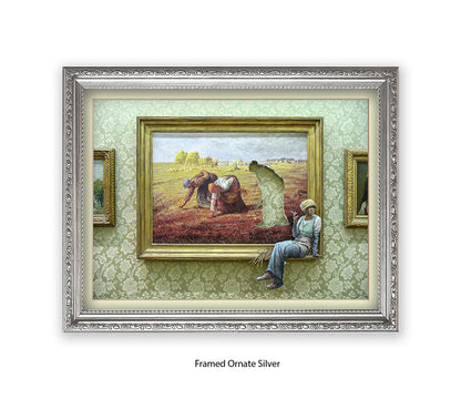 Cigarette Break  Out of the Frame Banksy Art Print