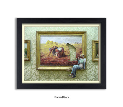 Cigarette Break  Out of the Frame Banksy Art Print