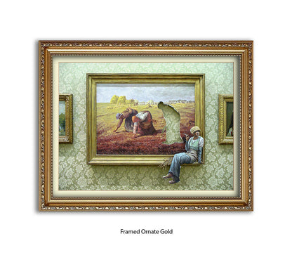 Cigarette Break  Out of the Frame Banksy Art Print