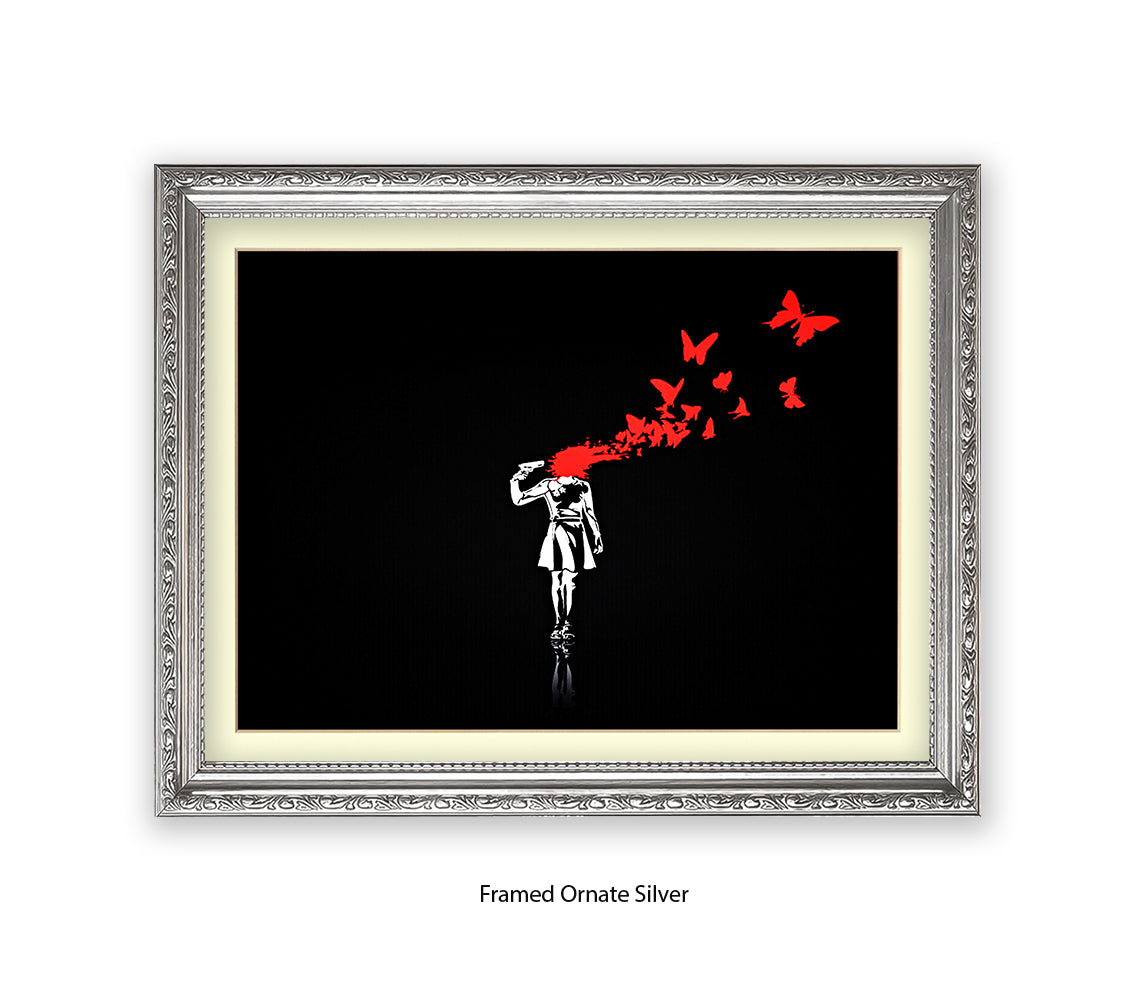 Pistol Head - Black - Banksy Art Print