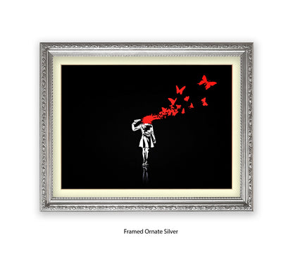 Pistol Head - Black - Banksy Art Print
