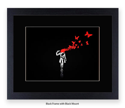 Pistol Head - Black - Banksy Art Print