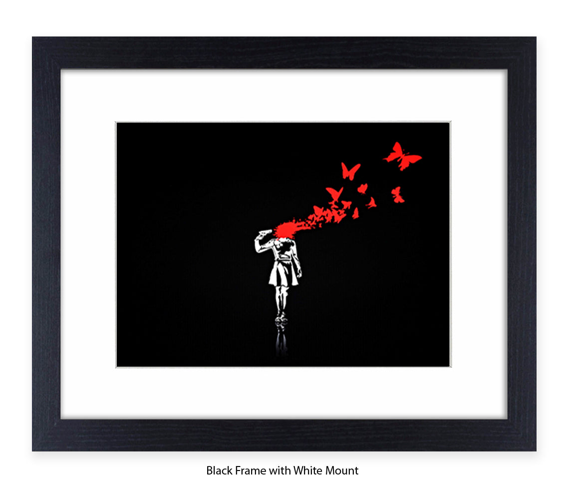Pistol Head - Black - Banksy Art Print