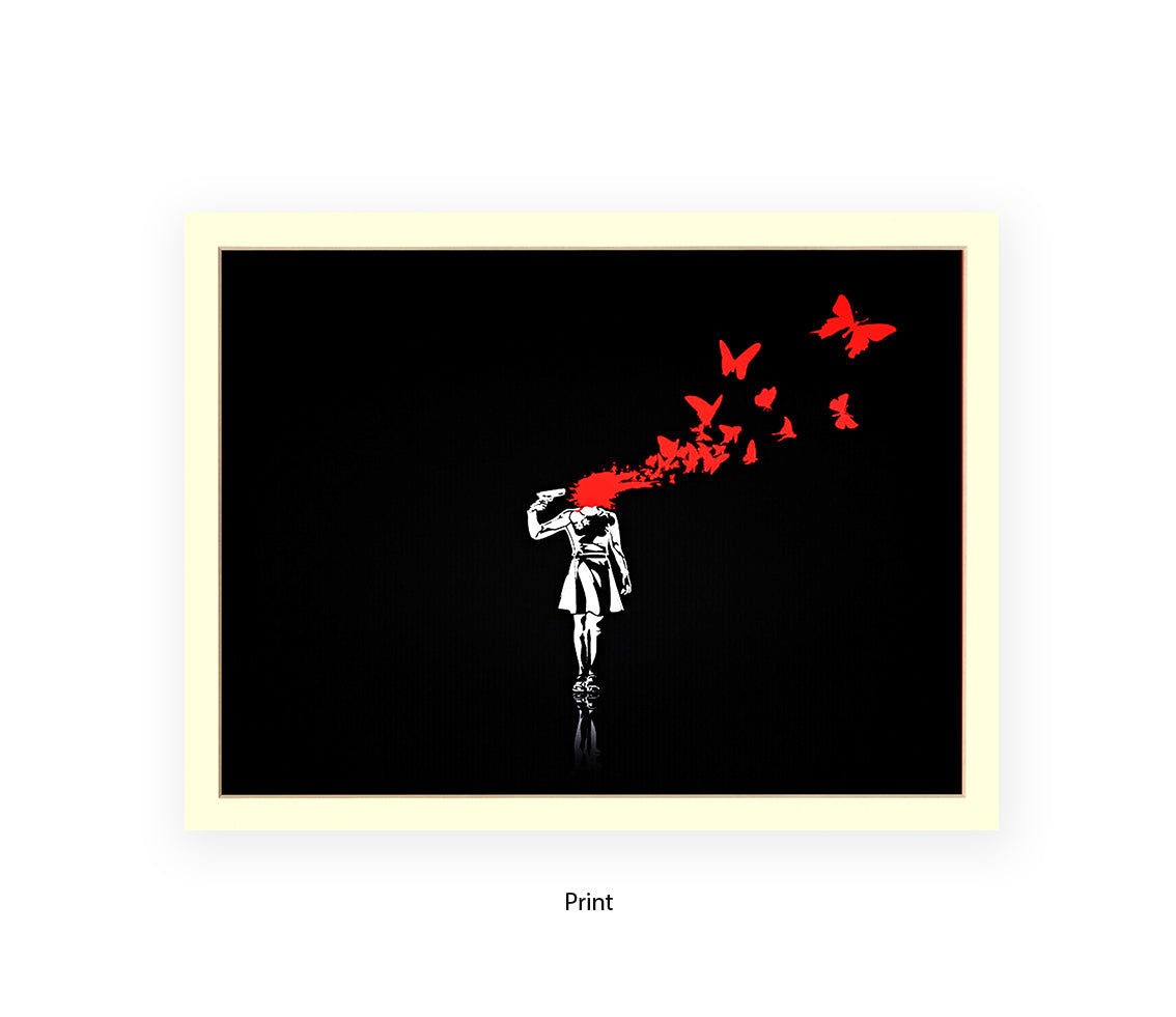Pistol Head - Black - Banksy Art Print