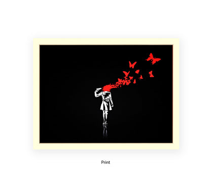 Pistol Head - Black - Banksy Art Print