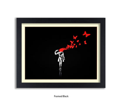 Pistol Head - Black - Banksy Art Print