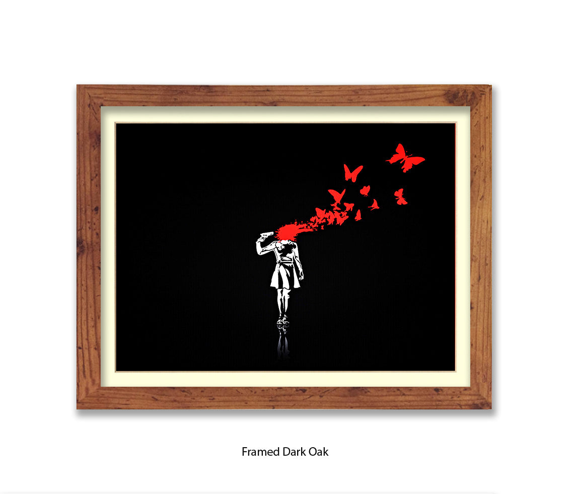 Pistol Head - Black - Banksy Art Print