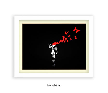 Pistol Head - Black - Banksy Art Print