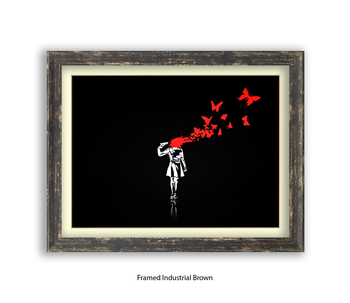 Pistol Head - Black - Banksy Art Print